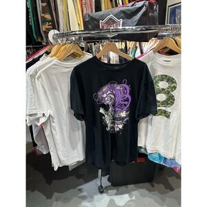 Vintage Y2K Black Amethyst Tattoo Gallery Abstract Goth Grunge Graphic T Shirt L